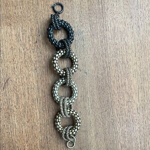 Ann Taylor Black and Gold Chain Link Bracelet